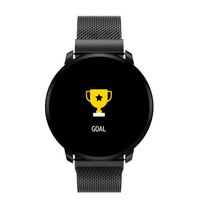 Ceas SmartWatch si Bratara Fitness Full Screen 68, Bratara Metalica Magnetica, Monitorizare ritm cardiac, Monitorizare Somn si Tensiune arteriala, Notificari Apeluri/Fb/Sms, Rezistent la Apa Ip67, Ecran 1.23 Full Touch, Argintiu