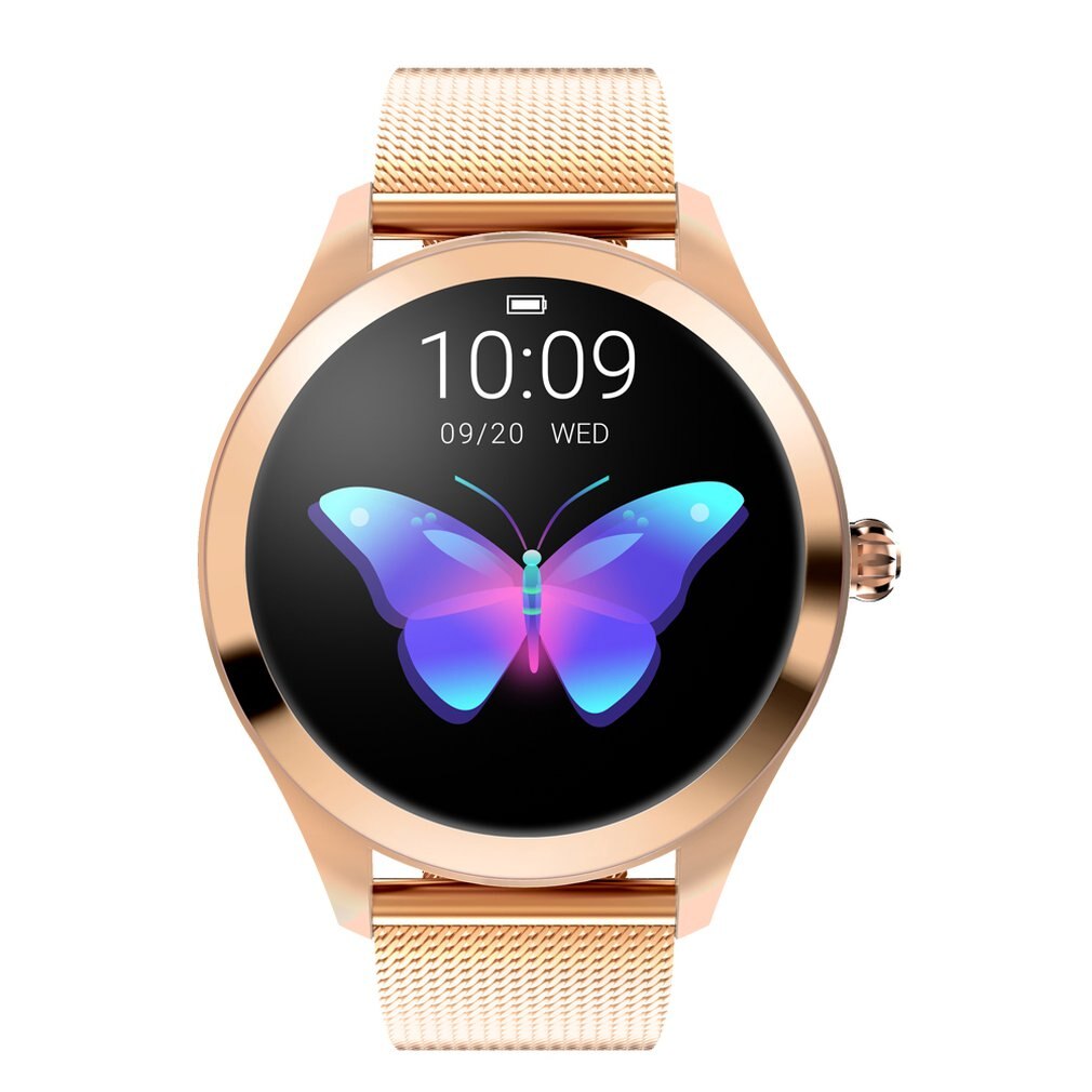 Ceas Smartwatch si Bratara Fitness IdealStore Kingwear 10, Monitorizare Ritm Cardiac, Pedometru, Consum Calorii, Monitorizare Somn, Ecran Tactil 1.1 inch, Notificari, Monitorizare Activitati Sportive, Bratara Metalica, Auriu
