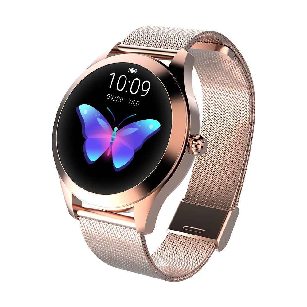 Ceas Smartwatch si Bratara Fitness IdealStore Kingwear 10, Monitorizare Ritm Cardiac, Pedometru, Consum Calorii, Monitorizare Somn, Ecran Tactil 1.1 inch, Notificari, Monitorizare Activitati Sportive, Bratara Metalica, Auriu