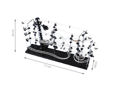 Set de constructie Ball RollerCoaster Spacerail Nivel 3 idealSTORE, Dimensiuni 71 x 36 x 20 cm, Include 128 de elemente, Sporeste divertismentul creativ si provocarile mentale