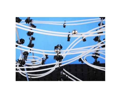 Set de constructie Ball RollerCoaster Spacerail Nivel 3 idealSTORE, Dimensiuni 71 x 36 x 20 cm, Include 128 de elemente, Sporeste divertismentul creativ si provocarile mentale