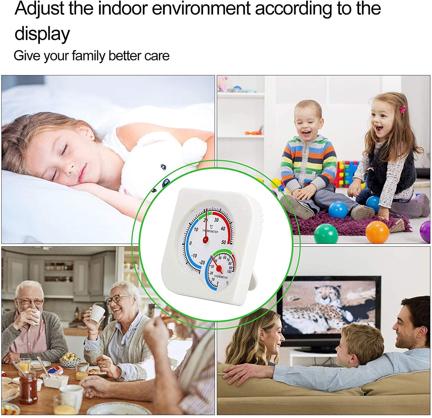 Termometru idealSTORE cu Higrometru de Umiditate incorporat, Exterior/Interior, Gama de masurare de la 0 la 100% cu o diviziune de 2%, Masurate -20 pana la 50 grade Celsius cu prima gradare, Amplasare pe Perete sau pe Masa