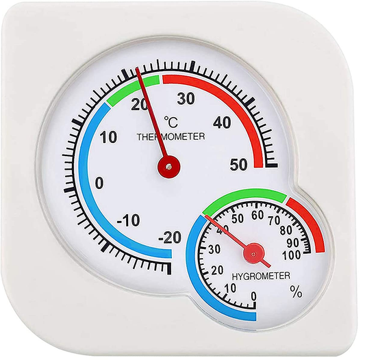 Termometru idealSTORE cu Higrometru de Umiditate incorporat, Exterior/Interior, Gama de masurare de la 0 la 100% cu o diviziune de 2%, Masurate -20 pana la 50 grade Celsius cu prima gradare, Amplasare pe Perete sau pe Masa