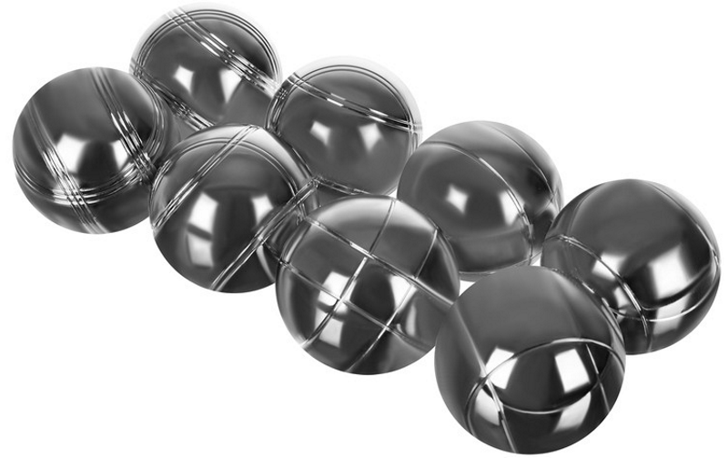 Joc Interactiv Boules idealStore, 8 Bile Cromate, 1 Minge de Referinta din Lemn, Sfoara Pentru Masurarea Distantei, Husa cu Fermoar si Maner, Pentru Toate Varstele