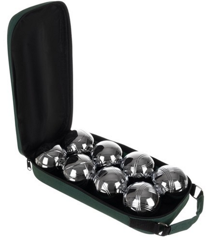 Joc Interactiv Boules idealStore, 8 Bile Cromate, 1 Minge de Referinta din Lemn, Sfoara Pentru Masurarea Distantei, Husa cu Fermoar si Maner, Pentru Toate Varstele