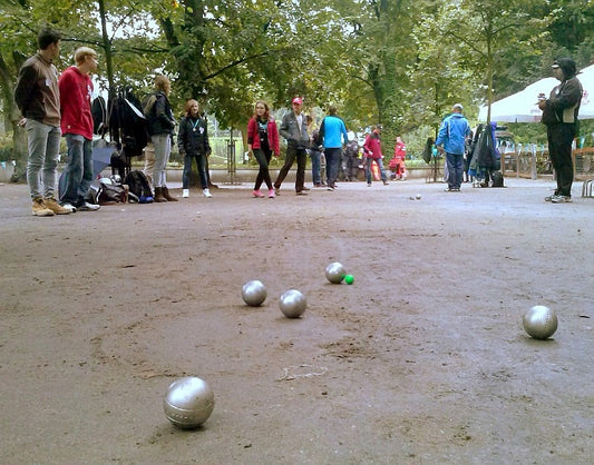 Joc Interactiv Boules idealStore, 8 Bile Cromate, 1 Minge de Referinta din Lemn, Sfoara Pentru Masurarea Distantei, Husa cu Fermoar si Maner, Pentru Toate Varstele