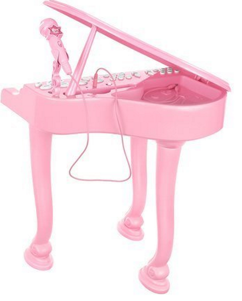 Pian electronic KnFong cu Scaun si Microfon idealSTORE, Dimensiuni 60 x 40 cm, Functie de Inregistrare, Oprire, Demonstratie, Conectare cu telefon, Include 36 de taste, Cablu auxiliar, 4 Tipuri de sunete