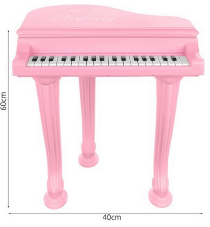Pian electronic KnFong cu Scaun si Microfon idealSTORE, Dimensiuni 60 x 40 cm, Functie de Inregistrare, Oprire, Demonstratie, Conectare cu telefon, Include 36 de taste, Cablu auxiliar, 4 Tipuri de sunete