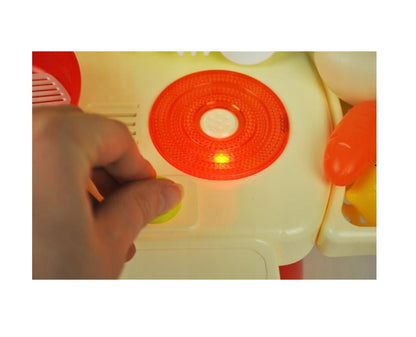 Mini Bucatarie Multifunctionala idealSTORE cu sunete si lumini, Dimensiuni 30 x 34 x 14 cm, Special conceputa pentru spatii limitate, Echipata cu elemente simbolice uscator de vase, cuptor, tacamuri, vesela, articole alimentare toate garanteaza distractia