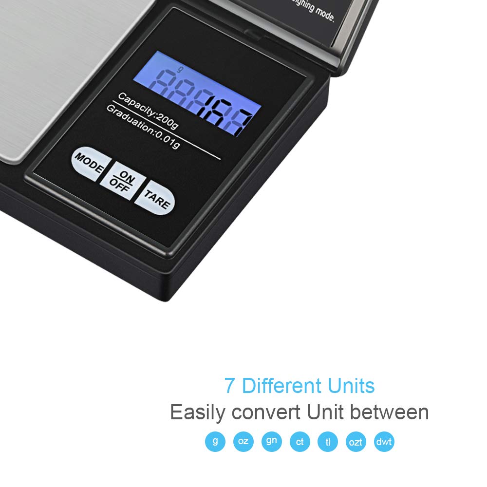 Cantar Electronic de Buzunar idealSTORE, Afisaj Digital LCD, Functie Tara, Greutate Suportata 200 G, Precizie de Cantarire 0, 01 g, Oprire Automata, Profesional, Cantarire Alimente - Ingrediente Bucatarie