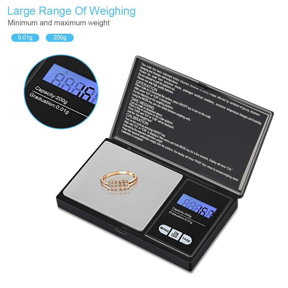 Cantar Electronic de Buzunar idealSTORE, Afisaj Digital LCD, Functie Tara, Greutate Suportata 200 G, Precizie de Cantarire 0, 01 g, Oprire Automata, Profesional, Cantarire Alimente - Ingrediente Bucatarie