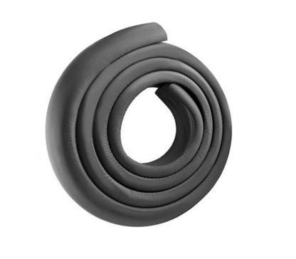 Banda Protectie Colturi si Margini Mobila pentru Copii, idealSTORE Lungime 2m, Grosime 11mm, Latime 3cm, Lungime banda adeziva 4,1m, Siguranta copii, Spuma alba, impermeabila si flexibila, Culoare Negru