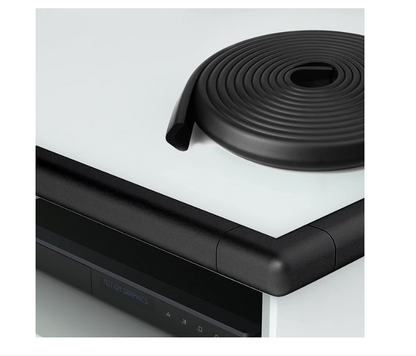 Banda Protectie Colturi si Margini Mobila pentru Copii, idealSTORE Lungime 2m, Grosime 11mm, Latime 3cm, Lungime banda adeziva 4,1m, Siguranta copii, Spuma alba, impermeabila si flexibila, Culoare Negru