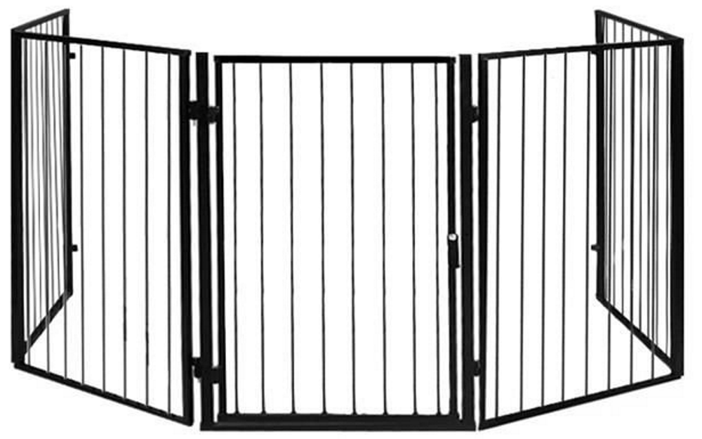 Tarc de Siguranta modular Safe Fence idealSTORE, Dimensiuni 74 x 304 cm Include 4 panouri laterale O poarta care poate fi asamblata in orice directie, Incuietoare, Fabricat din Otel, Aceesorii incluse, Design Autonom