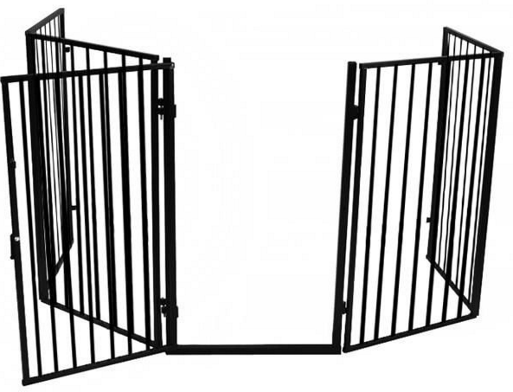Tarc de Siguranta modular Safe Fence idealSTORE, Dimensiuni 74 x 304 cm Include 4 panouri laterale O poarta care poate fi asamblata in orice directie, Incuietoare, Fabricat din Otel, Aceesorii incluse, Design Autonom