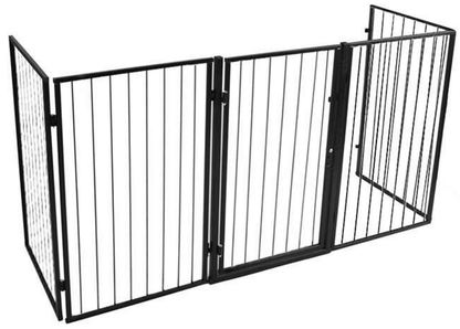 Tarc de Siguranta modular Safe Fence idealSTORE, Dimensiuni 74 x 304 cm Include 4 panouri laterale O poarta care poate fi asamblata in orice directie, Incuietoare, Fabricat din Otel, Aceesorii incluse, Design Autonom