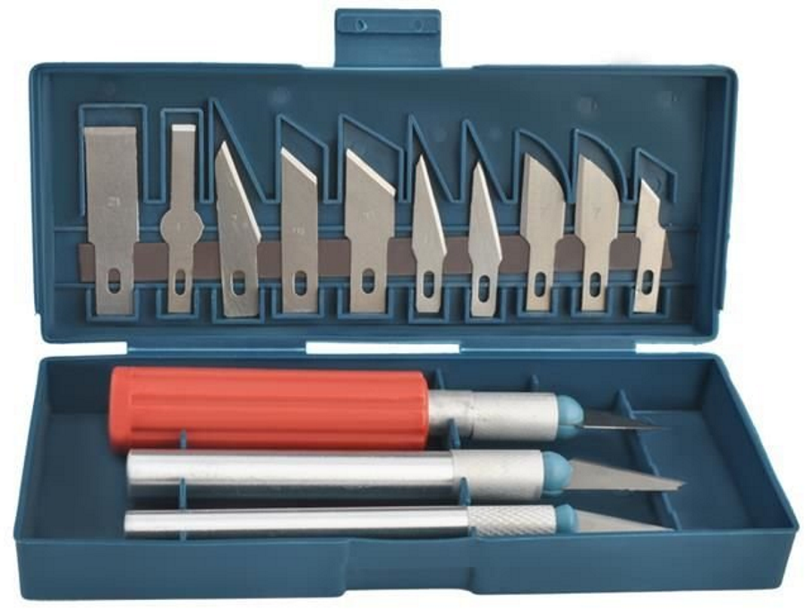 Set Cutite de Modelat idealSTORE, Include 3 Manere diferite, 13 lame de diferite marimi si forme, Ambalat in cutie cu banda magnetica, Perfect pentru Decoupage sau Lucrari delicate de modelare