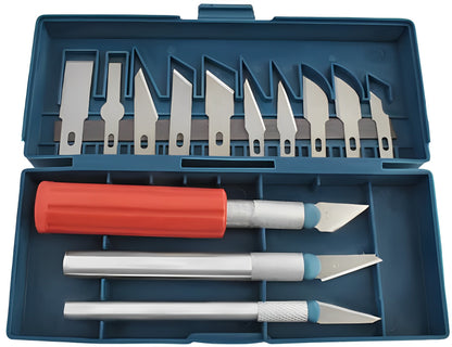 Set Cutite de Modelat idealSTORE, Include 3 Manere diferite, 13 lame de diferite marimi si forme, Ambalat in cutie cu banda magnetica, Perfect pentru Decoupage sau Lucrari delicate de modelare