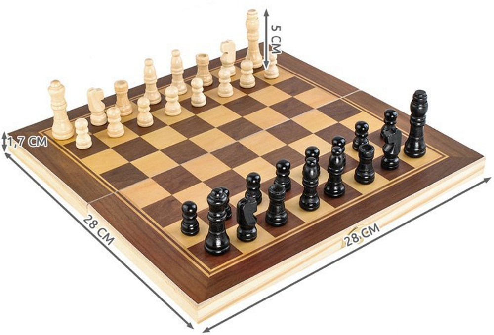 Tabla de Sah din Lemn Natural idealSTORE, Dimensiuni 28 x 28 cm, Elegant, Rezistent, Ajuta la Dezvoltarea Imbunatatitii Memoriei, Capacitatea Gandirii Logice