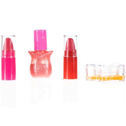 Trusa de Machiaj Strawberry Make-up, IdealStore, Multicolor, Dimensiune 12 X 9 X 6 cm, cutie in forma de capsuna cu trei sertare glisante