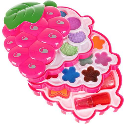 Trusa de Machiaj Strawberry Make-up, IdealStore, Multicolor, Dimensiune 12 X 9 X 6 cm, cutie in forma de capsuna cu trei sertare glisante