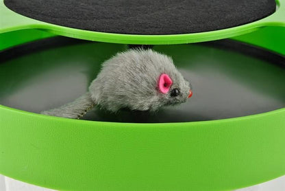 Jucarie Interactiva pentru Pisici The Playful Little Mouse, Dimensiuni 25 x 6,5 cm, Loc pentru zgariat, Tampoane antiderapante, Material Plastic, Incurajeaza activiatea fizica a Animalului