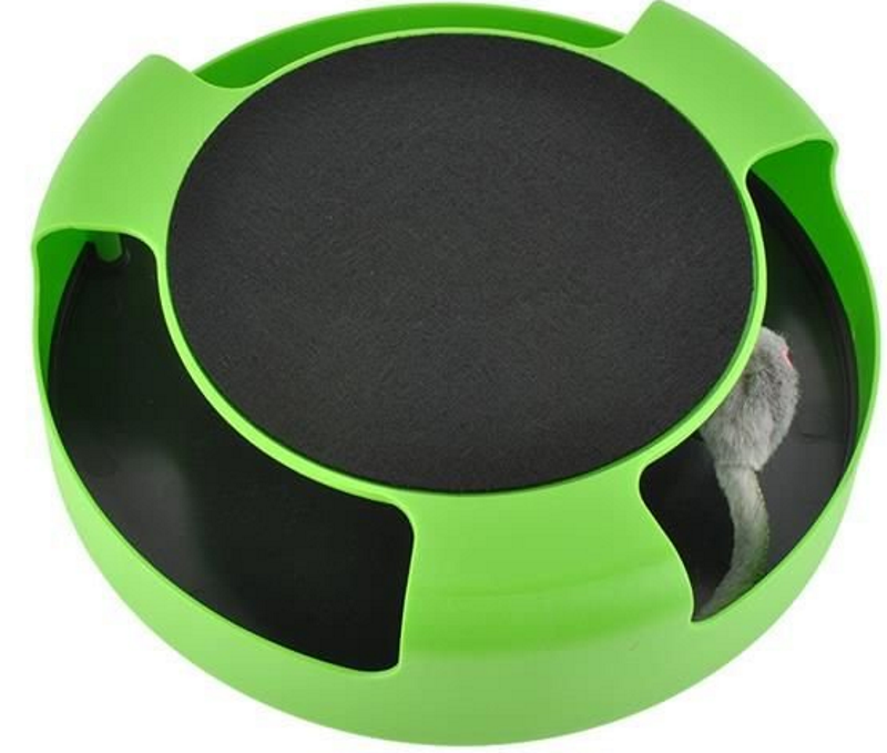 Jucarie Interactiva pentru Pisici The Playful Little Mouse, Dimensiuni 25 x 6,5 cm, Loc pentru zgariat, Tampoane antiderapante, Material Plastic, Incurajeaza activiatea fizica a Animalului