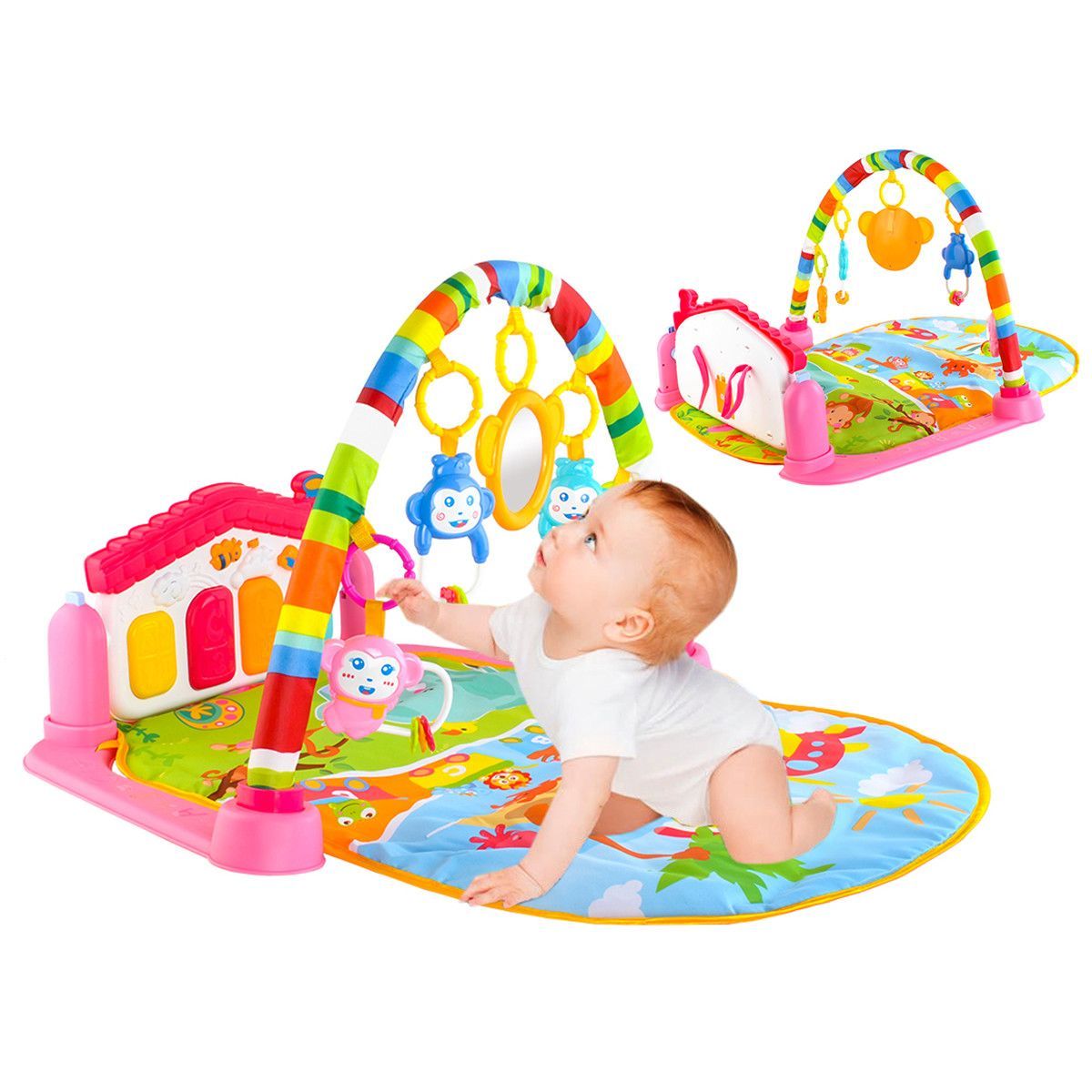 Covoras interactiv Multifunctional cu pian 3 IN 1 IDL pentru bebelusi, Conceput pentru a ajuta dezvoltarea fizica si motorie a copilului, Culorile vii si expresive vor atrage atentia