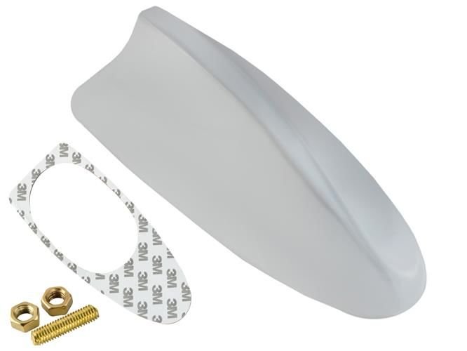 Antena Auto Universala tip Coada de Rechin, alba IdealStore, 7,5 x 17 x 6 cm, receptie radio eficienta cu putere mare de transmisie, design Hai-Fins asigura o receptie excelenta
