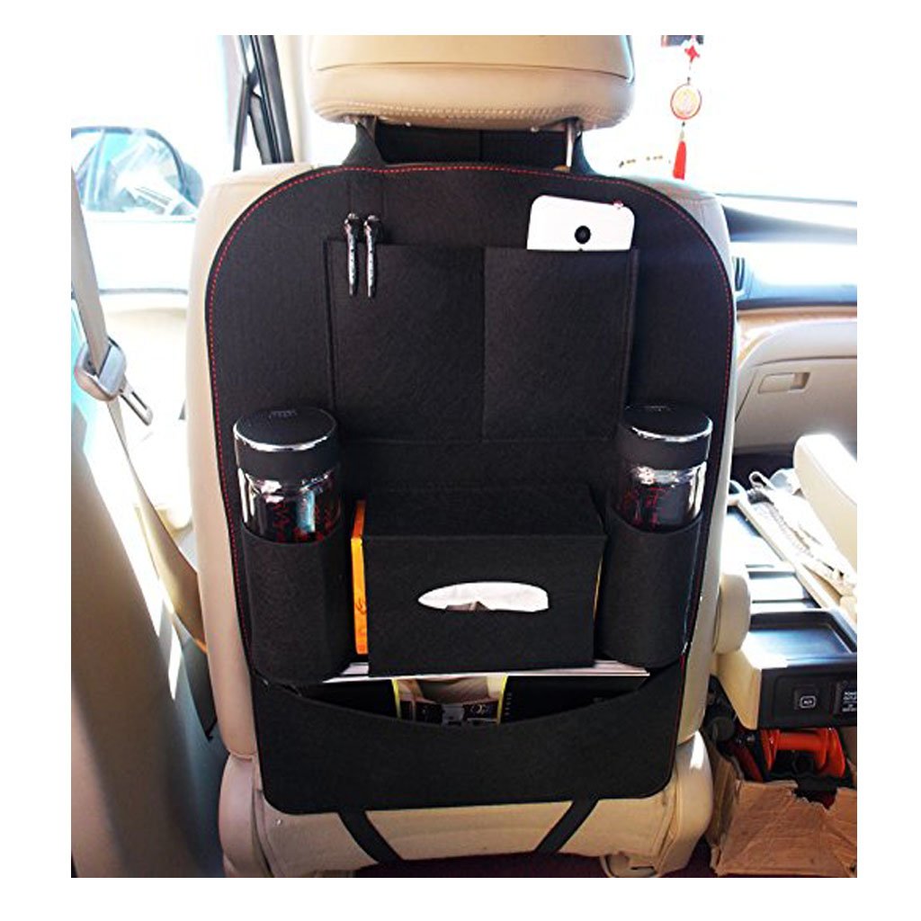 Organizator Multifunctional pentru Scaun Auto idealSTORE, Include 7 Buzunare de Diferite Dimensiuni, Ideal pentru Suport Tableta, Telefon, Servetele, Bauturi, Jucarii, Compatibil cu Orice Masina, Material Pasla