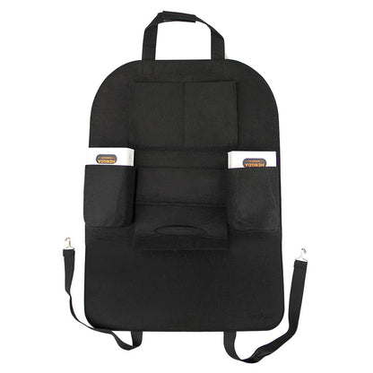 Organizator Multifunctional pentru Scaun Auto idealSTORE, Include 7 Buzunare de Diferite Dimensiuni, Ideal pentru Suport Tableta, Telefon, Servetele, Bauturi, Jucarii, Compatibil cu Orice Masina, Material Pasla