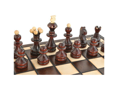 Tabla de Sah din lemn natural idealSTORE, Dimensiuni 34.5 x 34.5 x 4.5 cm, Antreneaza capacitatea gandirii logice, Sporeste divertismentul intelectual