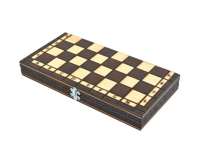 Tabla de Sah din lemn natural idealSTORE, Dimensiuni 34.5 x 34.5 x 4.5 cm, Antreneaza capacitatea gandirii logice, Sporeste divertismentul intelectual