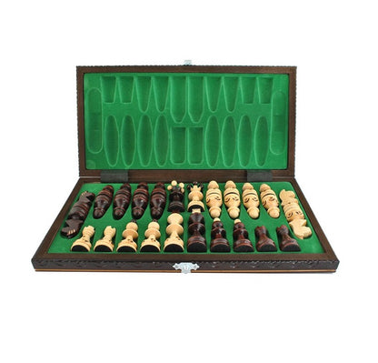 Tabla de Sah din lemn natural idealSTORE, Dimensiuni 34.5 x 34.5 x 4.5 cm, Antreneaza capacitatea gandirii logice, Sporeste divertismentul intelectual