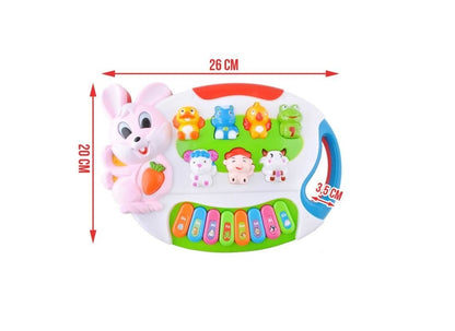 Pian Muzical interactiv, Iepurasul Bunny, Echipat cu jocuri de lumini si sunete in limba engleza, Culorile pline de viata cu animale atrag atentia micutilor, Stimuleaza imaginatia copiilor mici si genereaza mult interes, Multicolor