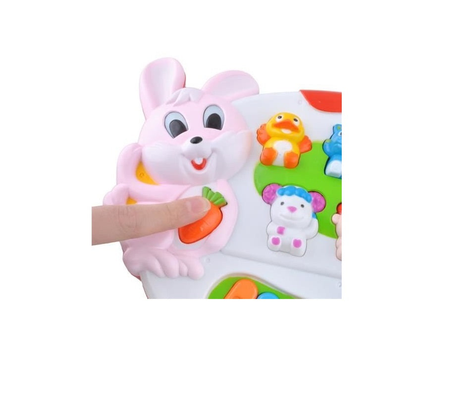Pian Muzical interactiv, Iepurasul Bunny, Echipat cu jocuri de lumini si sunete in limba engleza, Culorile pline de viata cu animale atrag atentia micutilor, Stimuleaza imaginatia copiilor mici si genereaza mult interes, Multicolor