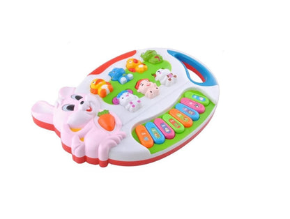 Pian Muzical interactiv, Iepurasul Bunny, Echipat cu jocuri de lumini si sunete in limba engleza, Culorile pline de viata cu animale atrag atentia micutilor, Stimuleaza imaginatia copiilor mici si genereaza mult interes, Multicolor