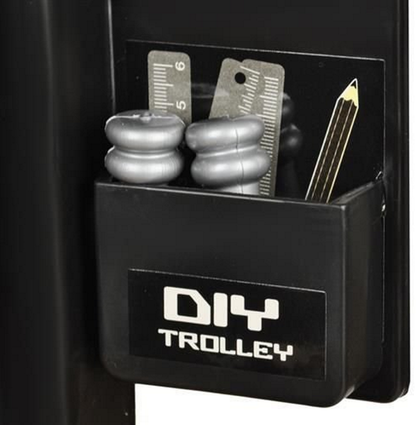 Banc de lucru pentru copii The Little Master idealSTORE, Dimensiuni 75 x 50 cm, Include Burghiu manual, Cheie, Menghina, Rafturi, Fierastrau si multe alte accesorii, Dezvolta abilitati manuale ale copilului, Culoare Portocaliu-Negru