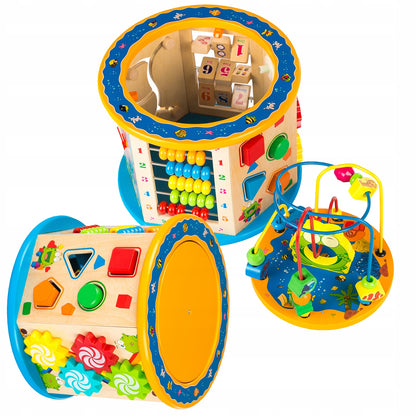 Jucarie interactiva multifunctionala, Jokomisiada, Lemn, 36 x 19.5 x 24 cm, Multicolor