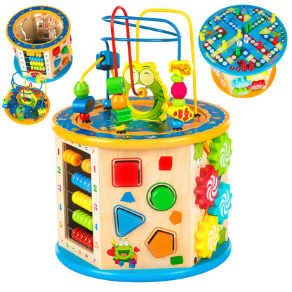 Jucarie interactiva multifunctionala, Jokomisiada, Lemn, 36 x 19.5 x 24 cm, Multicolor