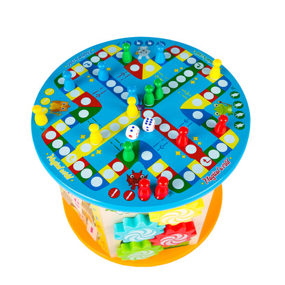 Jucarie interactiva multifunctionala, Jokomisiada, Lemn, 36 x 19.5 x 24 cm, Multicolor