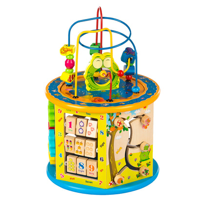 Jucarie interactiva multifunctionala, Jokomisiada, Lemn, 36 x 19.5 x 24 cm, Multicolor