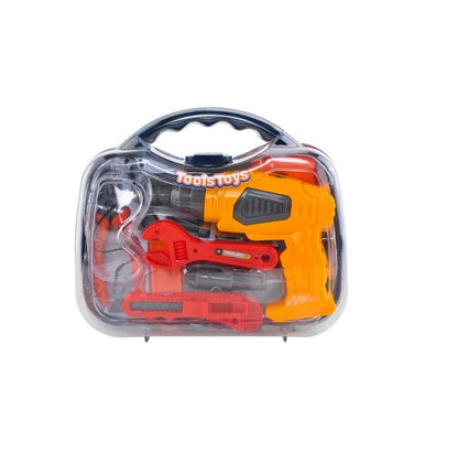 Mini valiza de scule THE LITTLE BUILDER idealSTORE, Dimensiuni 28 x 24 x 9 cm, Include cleste, cutit, cheie, suruburi si alte unele de bricolaj, Ajuta la dezvoltarea abilitatilor manuale