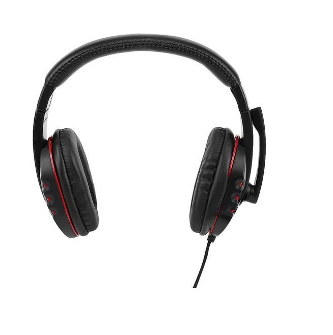 Casti gaming cu Microfon idealSTORE BLACK xSOFT RADER, Dimensiuni 17 x 20 cm, Design semi-deschis ce va reduce sunetul din jur, Microfon incorporat, Volum reglabil, Confectionate din piele ecologica, Negru-Rosu