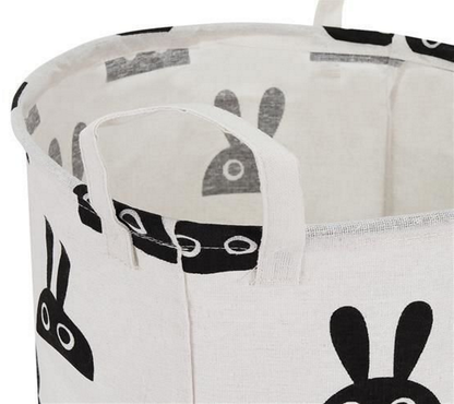 Cos de rufe Kids Bunny idealSTORE, Dimensiuni 43 x 37 cm, Material Impermeabil, Tesatura bumbac, Practic si Modern, Alb- Negru