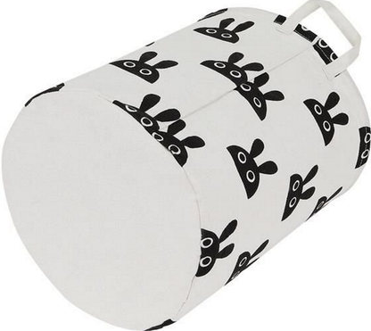 Cos de rufe Kids Bunny idealSTORE, Dimensiuni 43 x 37 cm, Material Impermeabil, Tesatura bumbac, Practic si Modern, Alb- Negru