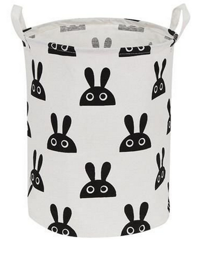Cos de rufe Kids Bunny idealSTORE, Dimensiuni 43 x 37 cm, Material Impermeabil, Tesatura bumbac, Practic si Modern, Alb- Negru