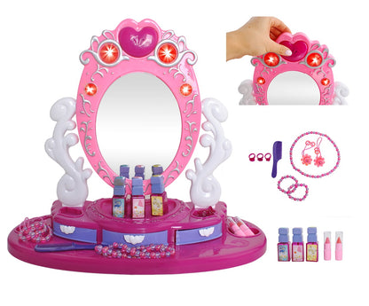 Oglinda Chic pentru fetite idealSTORE Beauty DIVA Mirror, Dimensiuni 20 x 46 x 40 cm, Echipata cu sunete, lumini, accesorii pentru machiaj si cosmetice, Inclinare reglabila