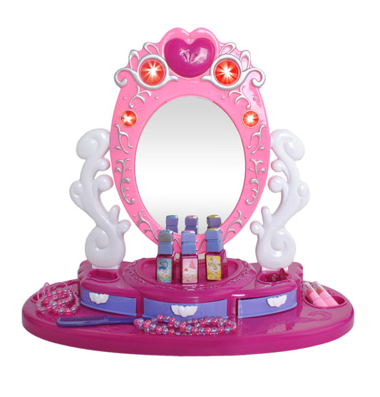 Oglinda Chic pentru fetite idealSTORE Beauty DIVA Mirror, Dimensiuni 20 x 46 x 40 cm, Echipata cu sunete, lumini, accesorii pentru machiaj si cosmetice, Inclinare reglabila