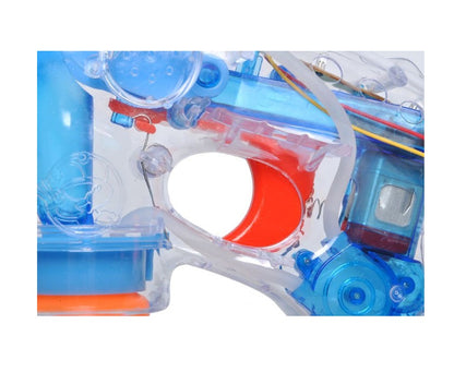 Jucarie interactiva pentru Balonase idealSTORE Bubble Rain, Accesorizata cu 4 LED-URI, Verde, Rosu si 2 Albastre, Arma cu bule de sapun are lumini colorate care vor diversifica distractia